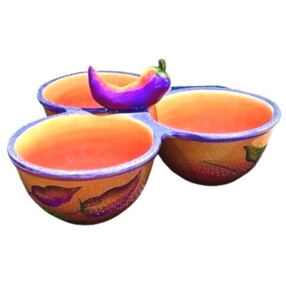 Clay Art Ceramic Colored Jalapeno‎ Salsa Serving Bowls - Picture 3 of 12